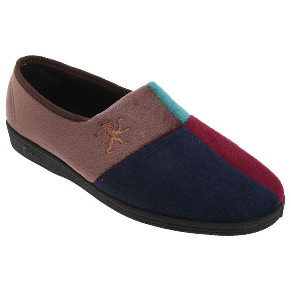 Comfylux Mens Harlequin Multi Velour Moccasin /Loafer Slippers /Indoor Footwear